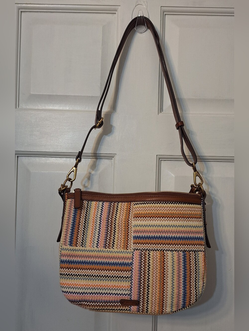 Fossil Jolie Multicolor Zigzag Crossbody/Shoulder Or Hand Bag. Like New.
